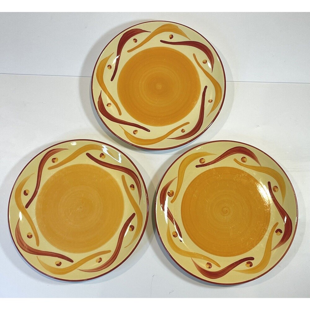 Gail Pittman Pottery Sienna Swirl Plate Set Hand Painted Salad Dessert Southwest